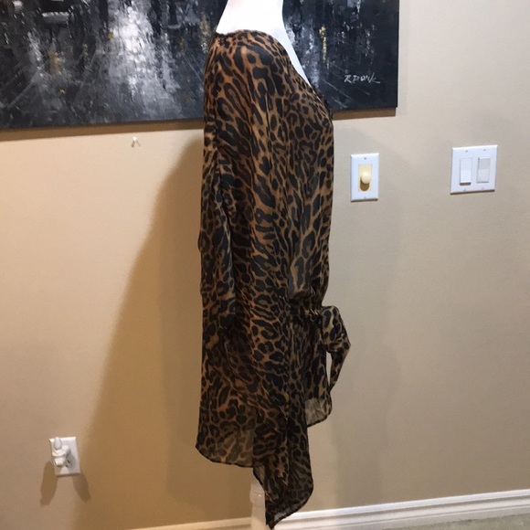 NWT Ralph Lauren Swimsuit Cover-Up Tunic Leopard Print with Tie Waist-Size S/M - Picture 5 of 12